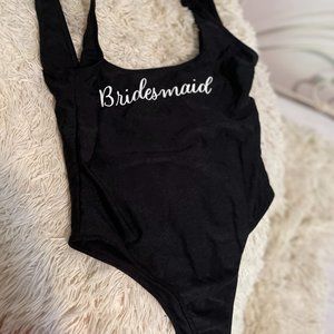 Fashion Nova Just Married Bridesmaid One Piece Swimsuit in Black size L